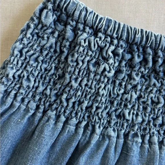 Marine Layer Bea Chambray Midi Skirt Smocked Waist Soft Flowy Cottagecore Small - Picture 4 of 10